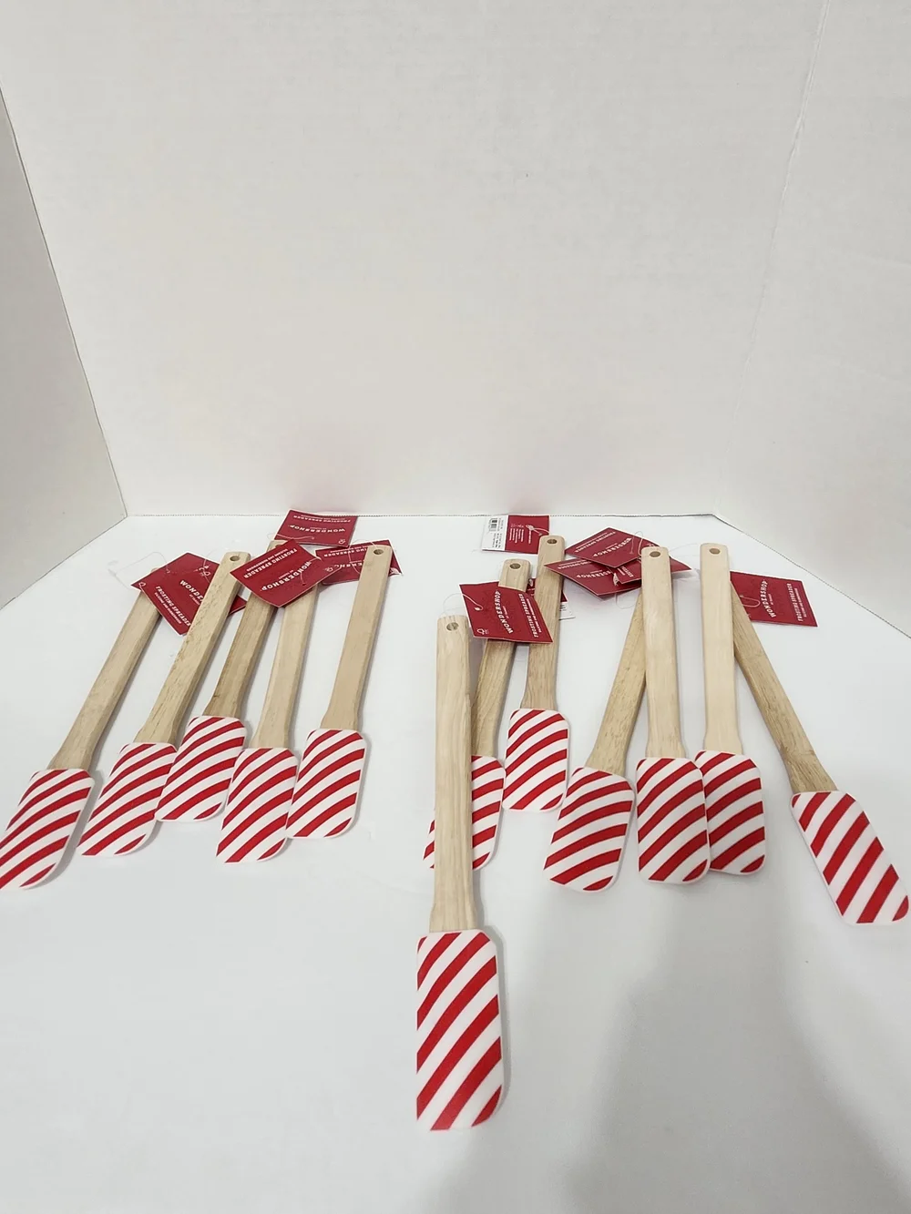 Striped Silicone Spatulas Wood Handles Cooking Baking Gift Baskets Crafts New 12